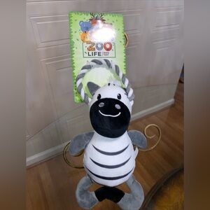 - Jmle  Interactive Zebra  13” Dog Toy With Squeaker